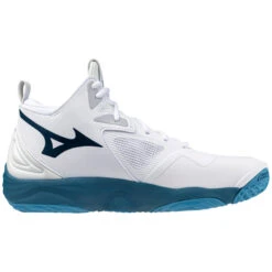 Chaussures Indoor Mizuno Wave Momentum Mid -Baskets Soldes Boutique mizuno v1ga231721 white sailor blue silver 1