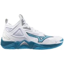 Chaussures Indoor Mizuno Wave Momentum Mid -Baskets Soldes Boutique mizuno v1ga231721 white sailor blue silver 2